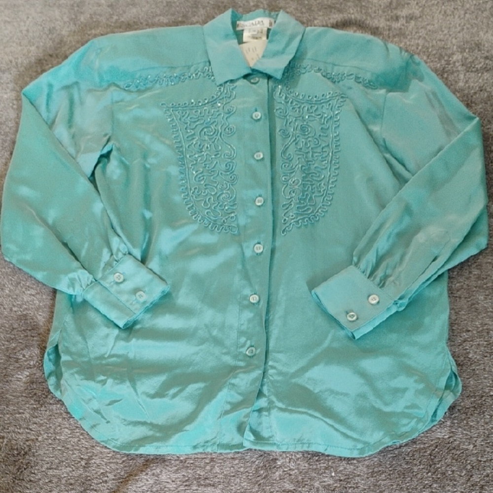 Escada Vintage Deadstock Margaretha Ley Silk Western Style Blouse